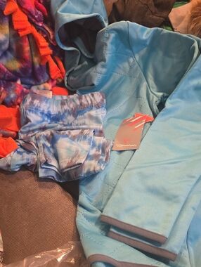 Light Blue Kids Matching Set with Tie-Dye Shorts -